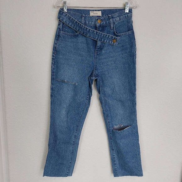TRIARCHY Cropped Mid-rise Straight-leg Jeans Size 27 - Picture 3 of 13